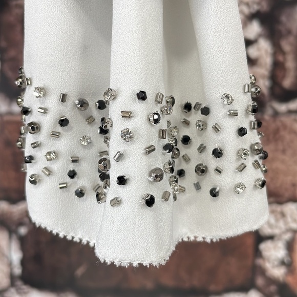 Nordstrom Sweater Wool Beaded Black White Size Medium M - Picture 9 of 14